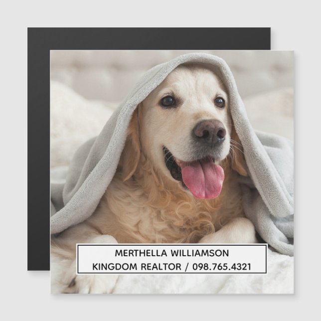 Dog Photo Custom Magnet Business Card (Front/Back)