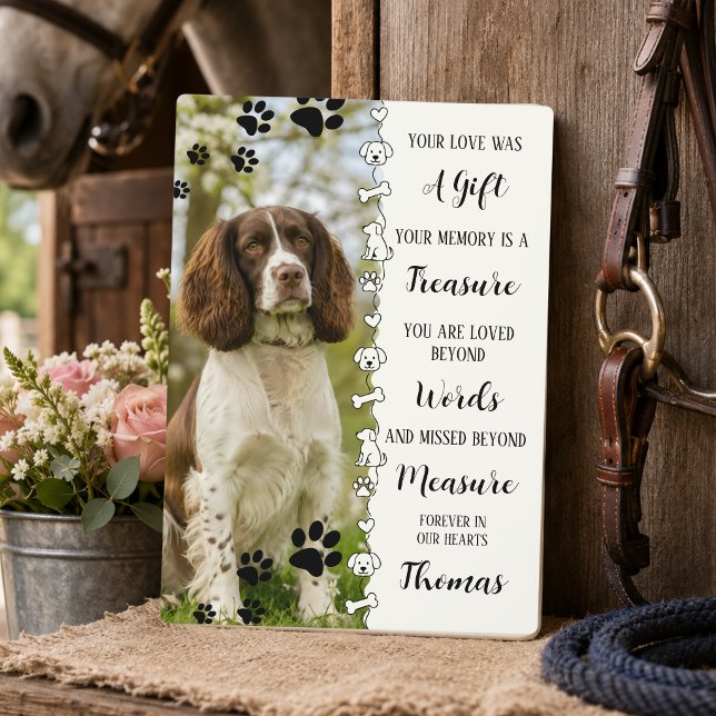 Dog Photo Custom Poem Memorial  Plaque (Custom pet memorial dog photo plaque)