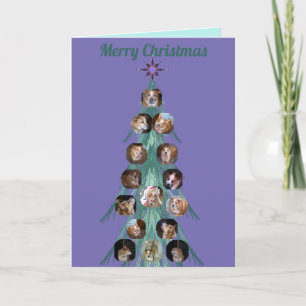 Dog Photo Fractal Tree Purple Folded Holiday Card