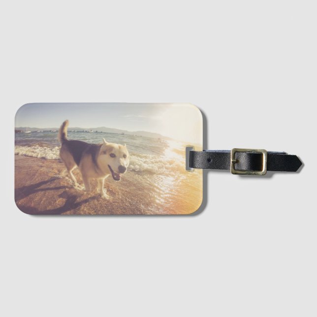Dog Photo Gift Personalised Luggage Tag (Front Horizontal)