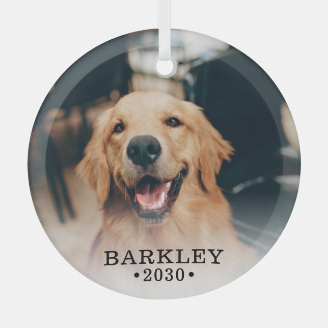 Dog Photo  Glass Tree Decoration (Front)