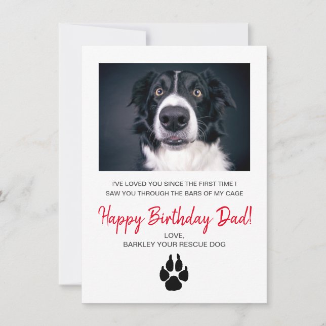Dog Photo Happy Birthday Dad From Rescue Dog Holiday Card (Front)