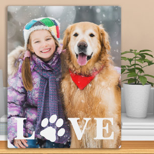 Dog Photo LOVE Personalised Cute Pet Paw Print Plaque