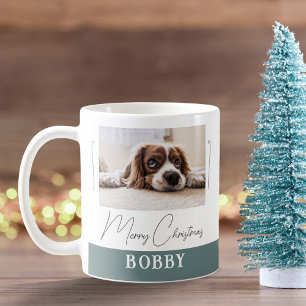Dog Photo Minimalist Merry Christmas Coffee Mug
