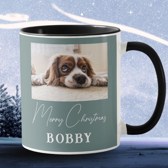 Dog Photo Minimalist Merry Christmas  Mug (Creator Uploaded)