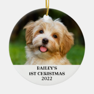 Dog Photo Name First Christmas 2022 Ceramic Tree Decoration