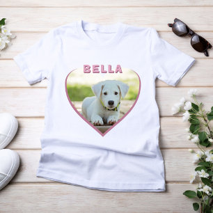 Dog Photo Name Heart Dog Owner T-Shirt