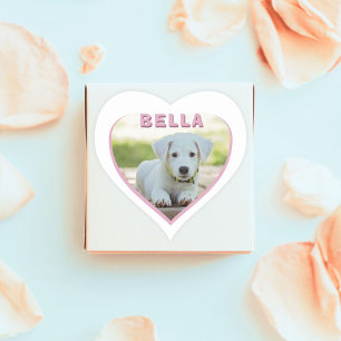 Dog Photo Name Pink Heart Pet Heart Sticker