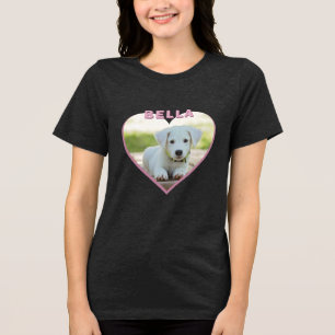 Dog Photo Name Pink Heart Tri-Blend Shirt