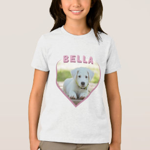 Dog Photo Name Pink Heart Tri-Blend Shirt