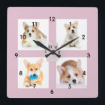 Dog Photo & Paw Print College Acrylic Wall Clock<br><div class="desc">Dog photo template ready for you to add your own images to. please note that the pictures are placeholders only . The templates are idea for your Instagram photos of your fur baby .</div>