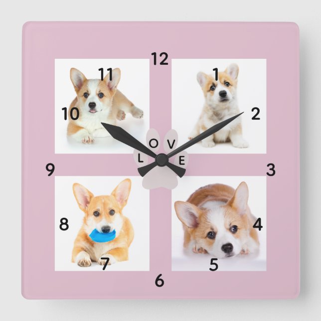 Dog Photo & Paw Print College Acrylic Wall Clock (Front)