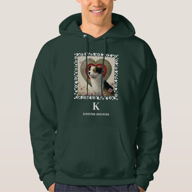 Dog Photo Paws Prints Monogram & Name Personalised Hoodie (Front)