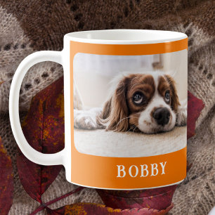 Dog Photo Pet Minimalist Orange Merry Christmas  Coffee Mug