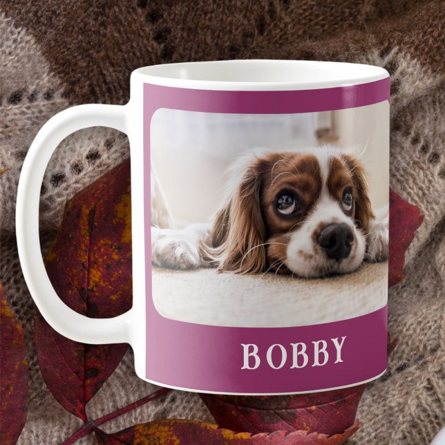 Dog Photo Pet Minimalist Purple Christmas  Coffee Mug (Creator Uploaded)