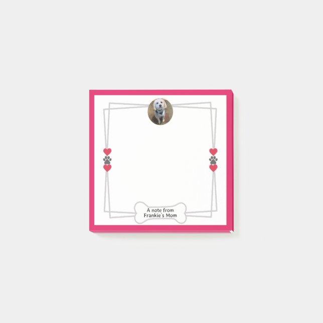 Dog Photo Post-it Notes with Paws & Hearts  (Front)