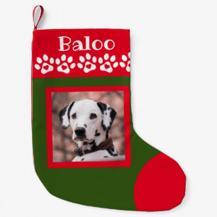 Dog Photo Red and Green Christmas Stocking