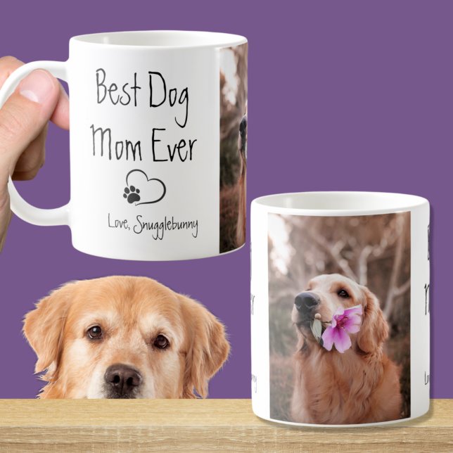 Dog Photo Super Mum Heart Paw Print Coffee Mug (Creator Uploaded)