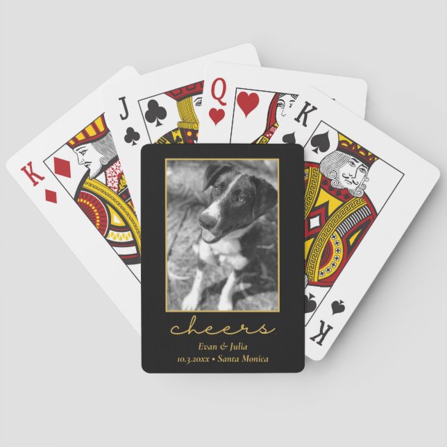Dog Photo Wedding Favours Cheers Playing Cards (Back)
