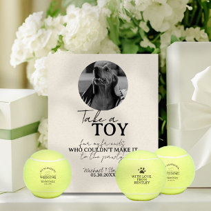 Dog Photo Wedding Tennis Ball Favor Pedestal Sign