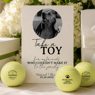 Dog Photo Wedding Tennis Ball Favour Pedestal Sign
