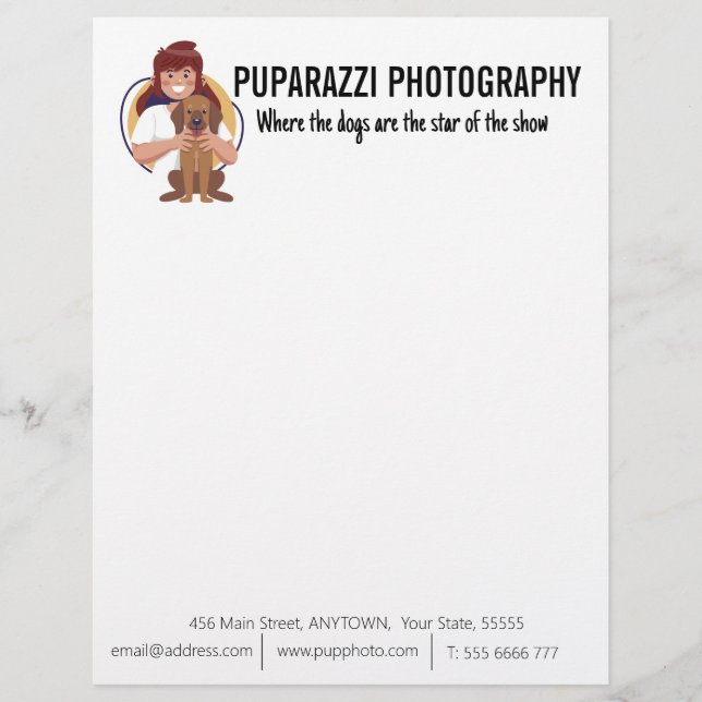 Dog Photography Business Custom  Custom Letterhead (Front)
