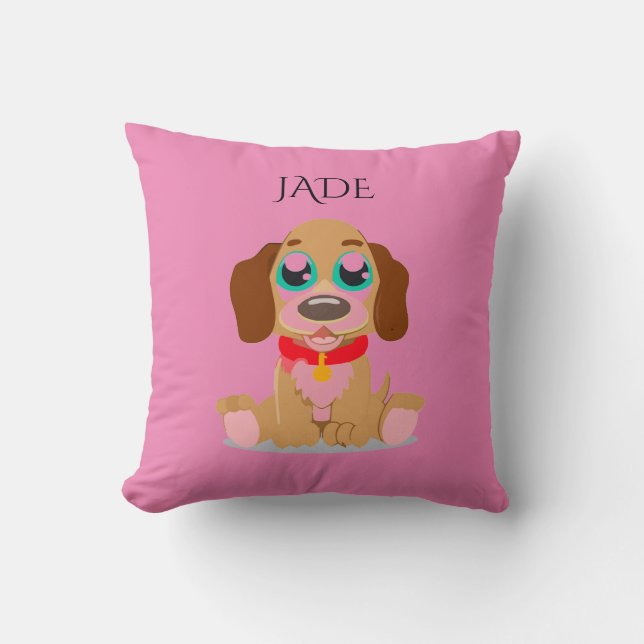Dog pillow with personalised name. (Front)