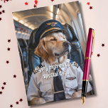 Dog Pilot & Aeroplane, Cool Funny Aviation Birthda Card<br><div class="desc">Dog Pilot & Aeroplane, Cool Funny Aviation Birthday Card Birthday card featuring a photo of dog pilot sleeping on an aeroplane. On front of the card it begins with a greeting that says "Flying high on your special day... " Inside are birthday wishes that say "but this pilot seems to...</div>