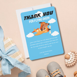 Dog Pilot Flying Aeroplane,Cute Birthday Thank You Card