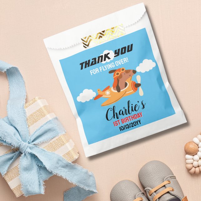 Dog Pilot Flying Aeroplane,Cute Birthday Thank You Favour Bags (Creator Uploaded)