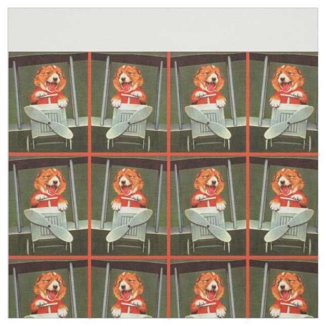 dog pilot print fabric (Swatch)