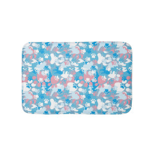 Dog Pink and Blue Camouflage Pattern Bath Mat