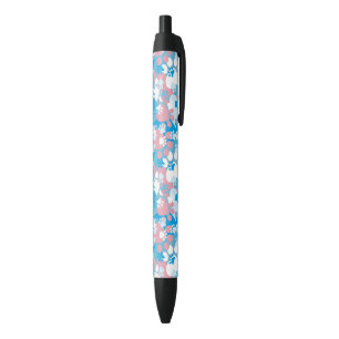Dog Pink and Blue Camouflage Pattern Black Ink Pen