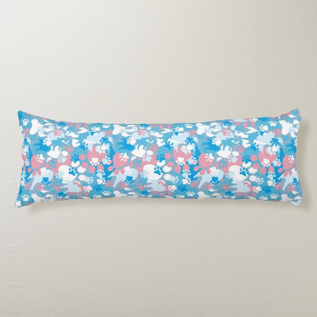 Dog Pink and Blue Camouflage Pattern Body Cushion (Front)