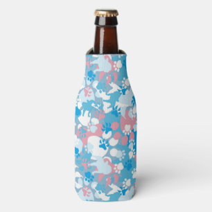 Dog Pink and Blue Camouflage Pattern Bottle Cooler
