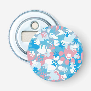 Dog Pink and Blue Camouflage Pattern Bottle Opener