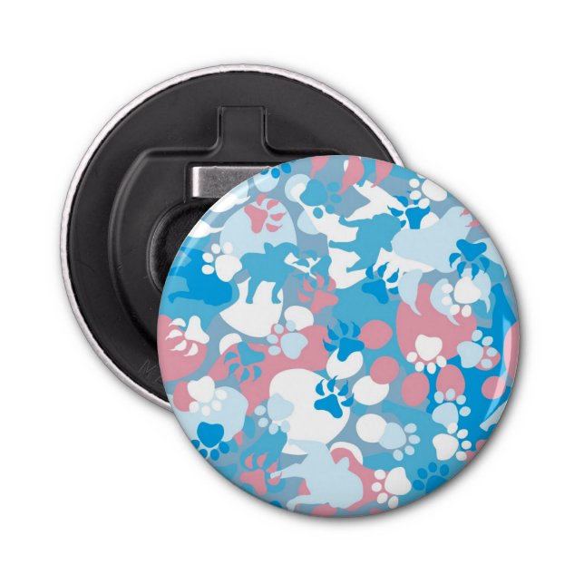 Dog Pink and Blue Camouflage Pattern Bottle Opener (Front)
