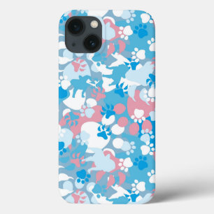 Dog Pink and Blue Camouflage Pattern iPhone 13 Case