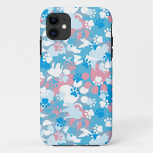 Dog Pink and Blue Camouflage Pattern iPhone 11 Case