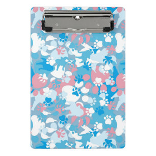 Dog Pink and Blue Camouflage Pattern Mini Clipboard