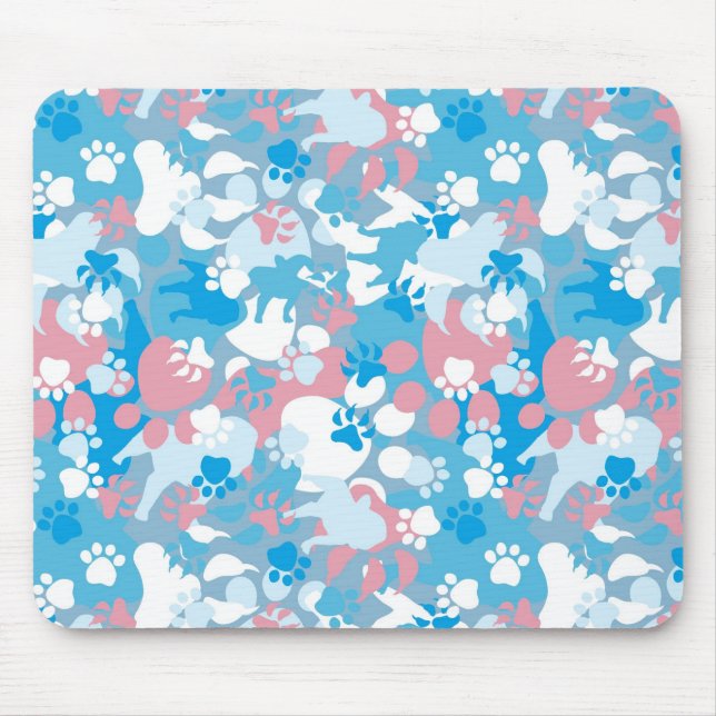 Dog Pink and Blue Camouflage Pattern Mouse Pad (Front)