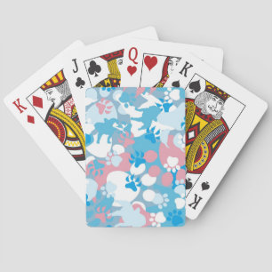 Dog Pink and Blue Camouflage Pattern Playing Cards