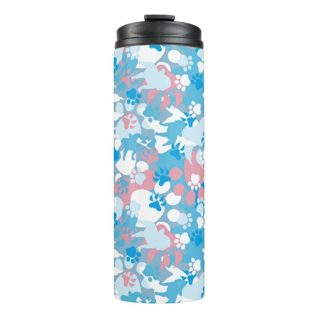 Dog Pink and Blue Camouflage Pattern Thermal Tumbler (Front)