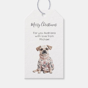 Dog Pink Floral Christmas  Gift Tags