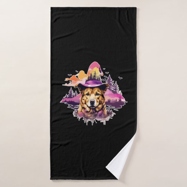 Dog Pink Halloween 2 Bath Towel (Bath Towel)