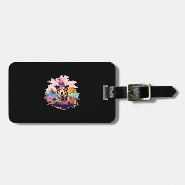 Dog Pink Halloween Luggage Tag (Front Horizontal)