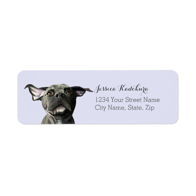 Dog Pit Bull Wiggly Ears Return Address (Front)