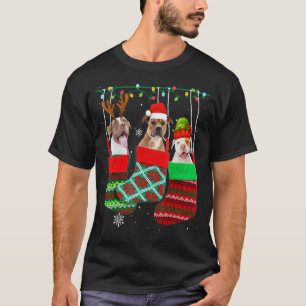Dog Pitbull Christmas Socks Xmas Pajama Pet Puppy T-Shirt