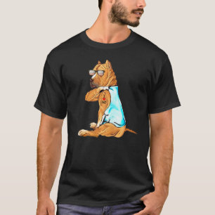 Dog Pitbull I Love Dad Tattoo Fathers Day T-Shirt