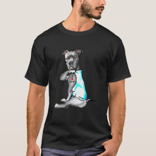 Dog Pitbull I Love Mum Tattoo T-Shirt